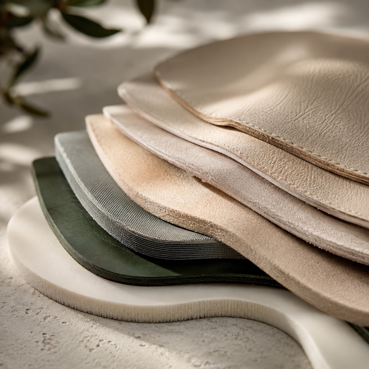 Top-cover and bottom-finish materials layered